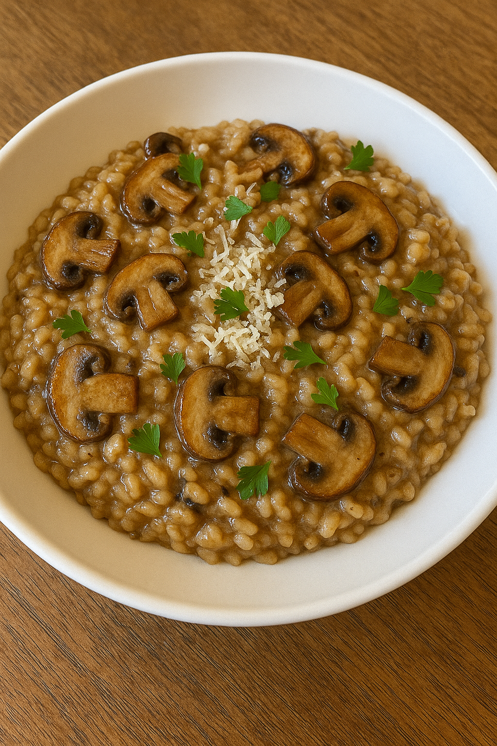 Creamy risotto with wild mushrooms and parmesan